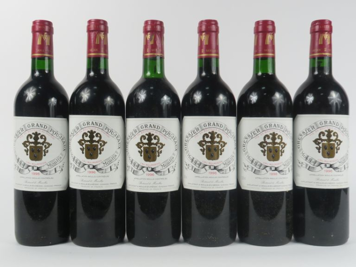 6 BOUTEILLES CHÂTEAU GRESSIER GRAND POUJEAUX CB MOULIS - 1996 -2 BG