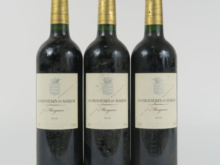 3 BOUTEILLES LES GRAVIERES DE MARSAC MARGAUX - 2010