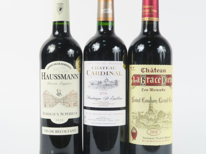 3 BOUTEILLES : 1 CHÂTEAU LA GRÂCE DIEU GC ST EMILION 2015 - 1 CHÂTEAU 