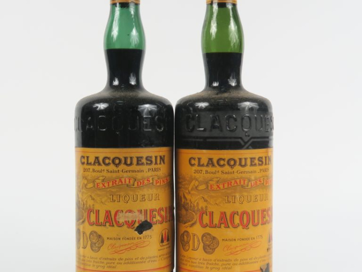 2 VIEILLES BOUTEILLES LIQUEUR CLACQUESIN - CAPS ÉTAIN/ELA