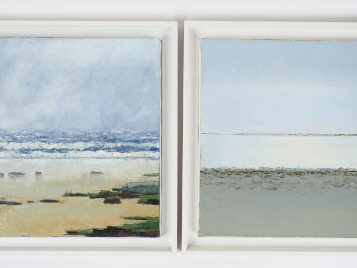 J.D ANNETT. "Côte ouest" et "Lueur". 2 huiles sur toiles en pendant, s