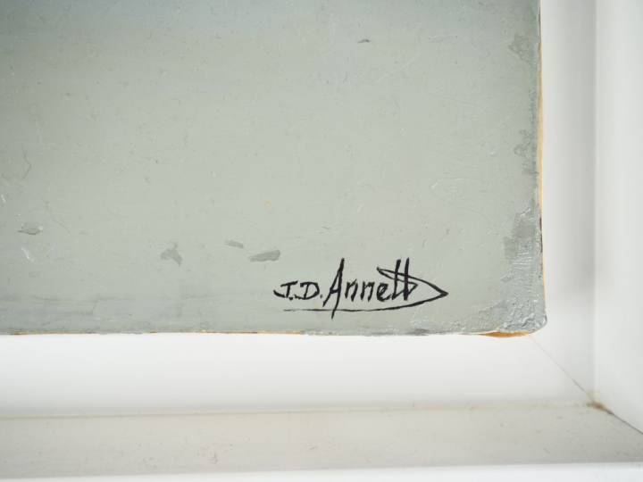 J.D ANNETT. "Côte ouest" et "Lueur". 2 huiles sur toiles en pendant, s