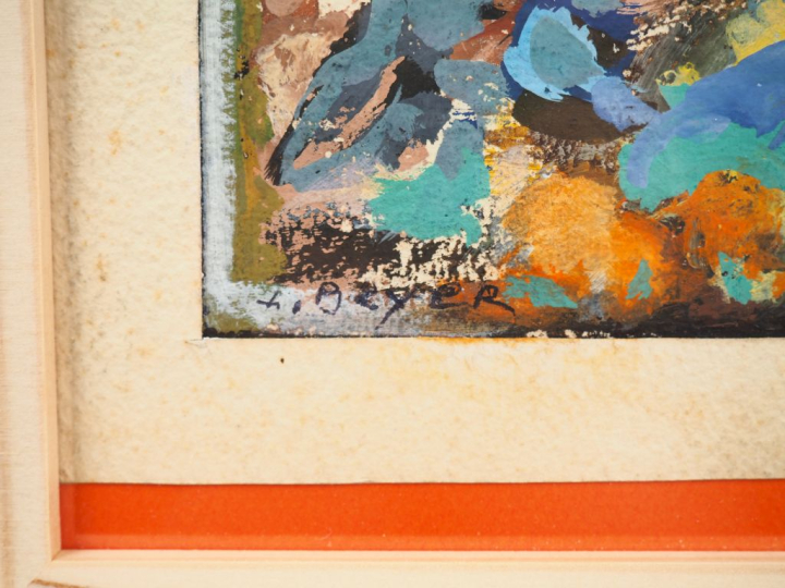 Lucien BEYER. "Composition". Gouache, signée en bas à gauche. Dim. (à 
