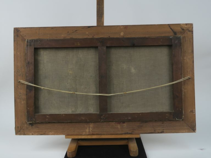 Théodore BURCH. "Paysage animé en Hollande". Huile sur toile, signée e