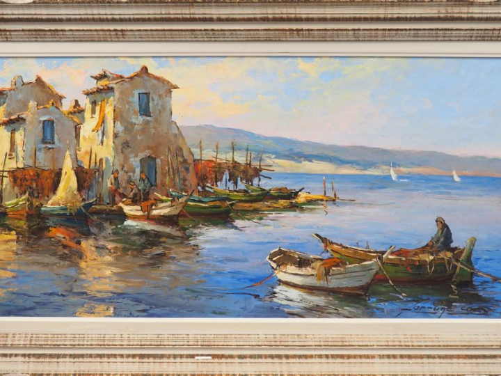 Fortune CAR. "rivage méditerranéen". Huile sur isorel, signée en bas à