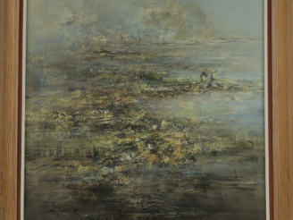 Vente aux enchères Michel CHEMIN. "Paysage animé". Huile sur toile, signée en bas à gauch