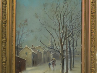 Vente aux enchères Gaston CORBIER. "Village enneigé". Huile sur toile, signée en bas à dr