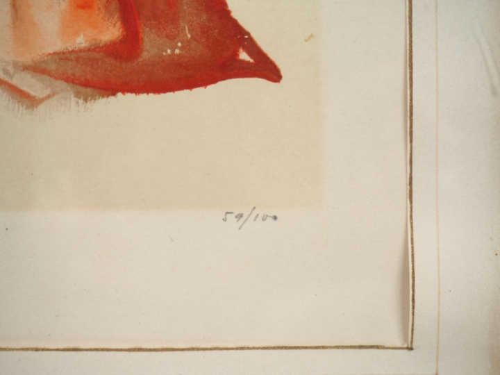 Salvador DALI. "La rencontre de Dante et Béatrice". Lithographie en co