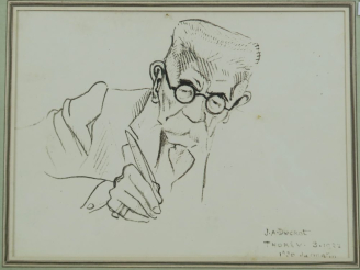 Vente aux enchères J.A DUCROT. "Portrait du Maréchal LYAUTEY". Dessin, signé en bas à dro