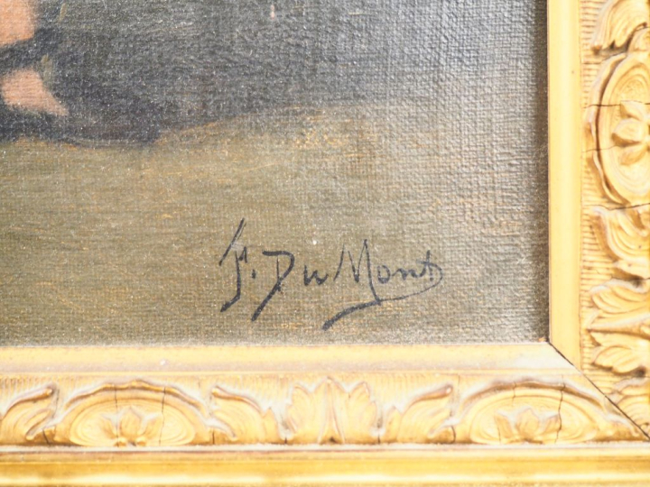 François DUMONT. "Mousquetaire". Huile sur toile, signée en bas à droi