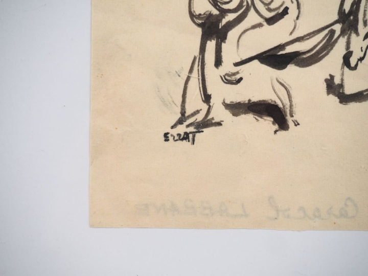 Ibrahim EZZAT. "Le retour du Mahmal au Caracol Labbane". Dessin, signé