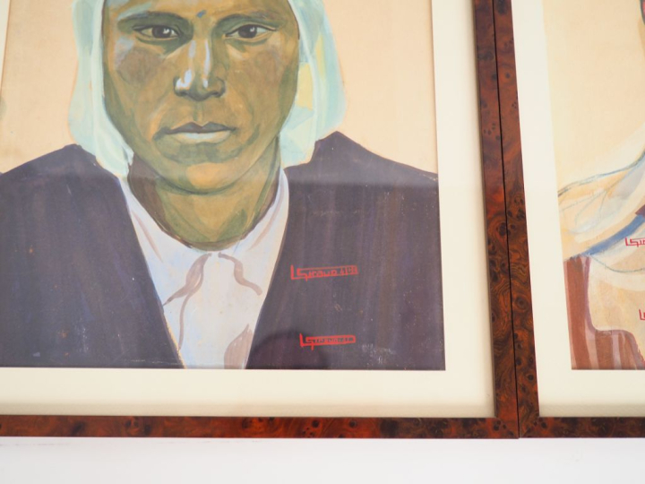 GIRAUD. "Portraits d'hommes d'Afrique du Nord". Paire de portraits en 