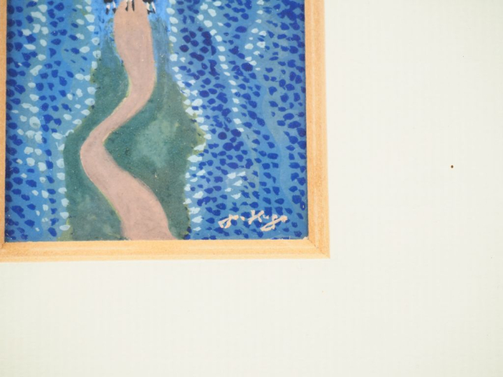 Jean HUGO. "la promenade". Gouache, signée en bas à droite. Dim. (à vu