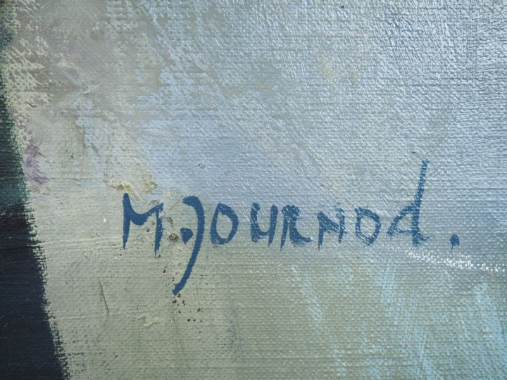 Monique JOURNOD. "Le grand bouquet". Huile sur toile, signée en bas à 