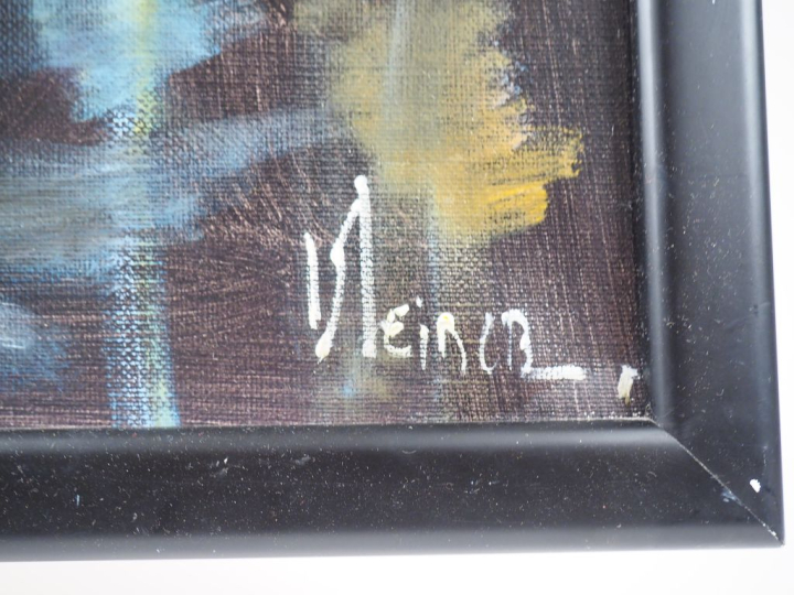 KLEINER. "Nuit sur Tames Square". Huile sur toile, signée en bas à dro