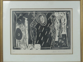 Vente aux enchères Aki KURODA. "Composition". Lithographie, contresignée en bas à droite 