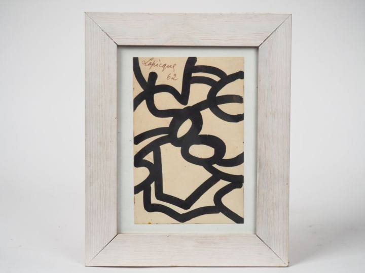 Charles LAPIQUE. "Composition". Encre signée en haut à gauche et datée