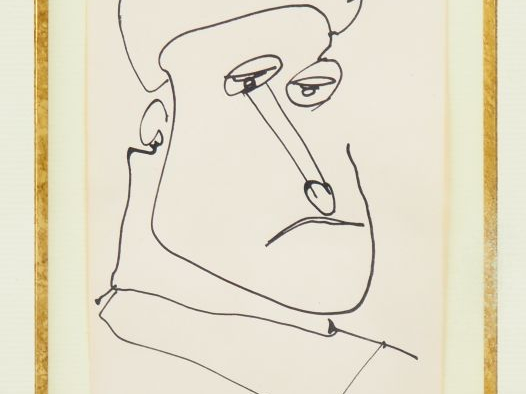 Charles LAPICQUE. "Portrait d'homme". Dessin, signé à la plume en bas 