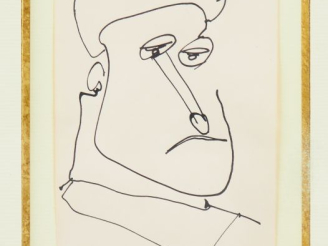 Vente aux enchères Charles LAPICQUE. "Portrait d'homme". Dessin, signé à la plume en bas 