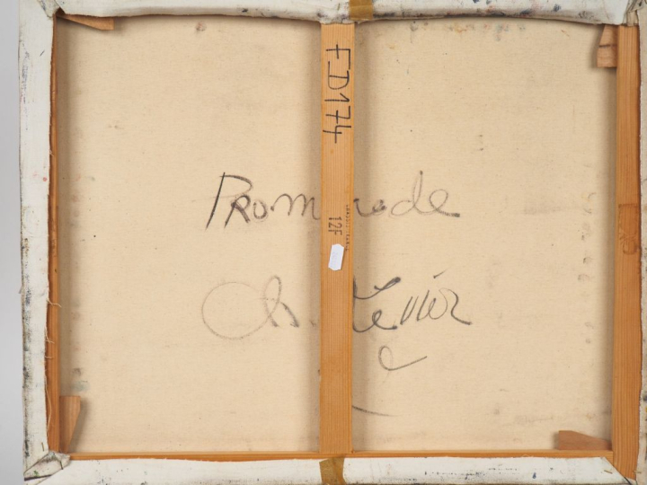 Charles LEVIER. "Promenade". Huile sur toile, signée en bas à gauche e