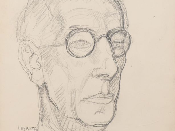 Léon Albert de LEYRITZ. "Portrait de Maurice Delage". Dessin, signé en