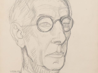 Vente aux enchères Léon Albert de LEYRITZ. "Portrait de Maurice Delage". Dessin, signé en