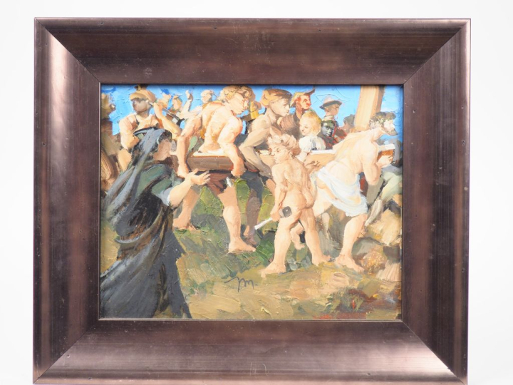 Jean MABLORD. "Le Christ portant sa Croix". Huile sur panneau, monogra