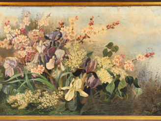 Vente aux enchères MARISTANY. "Parterre de fleurs". Huile sur toile, signée en bas à droi