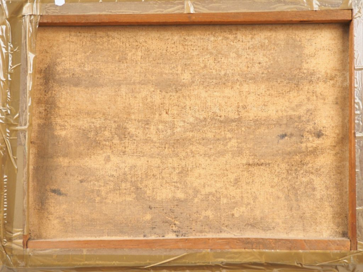 Léo MASNAT. "Paysanne cheminant près de la cité de Carcassonne". Huile