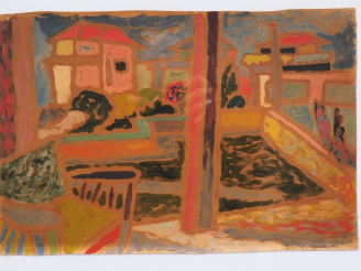 Vente aux enchères Edward MATUSZCZAK. "Le jardin de Richard, Alexandrie 1943". Gouache su