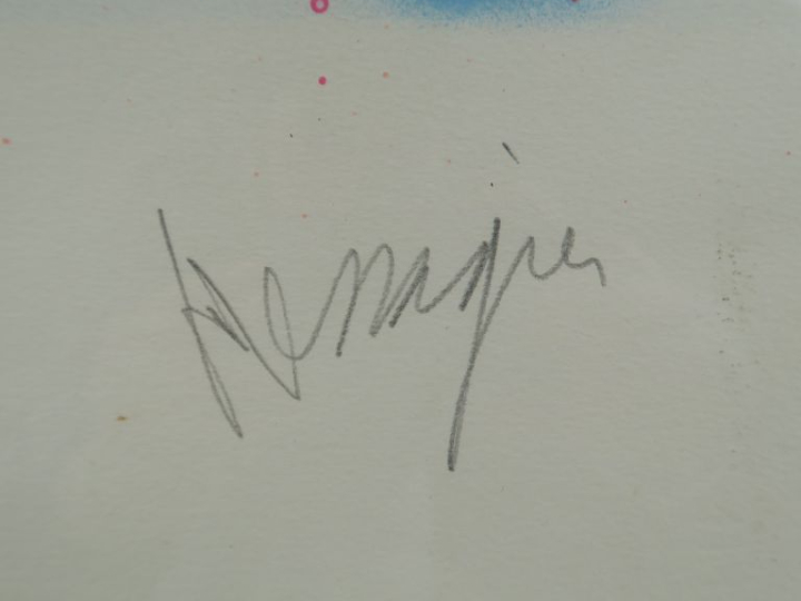 Jean MESSAGIER. "Architecture". Grande lithographie contresignée en ba