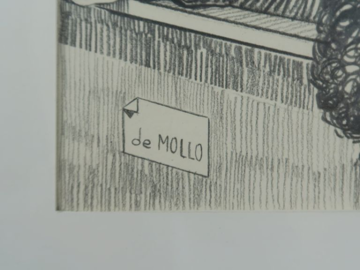 De MOLLO. "Suspension d'audience". Dessin, signé en bas à gauche.  Dim