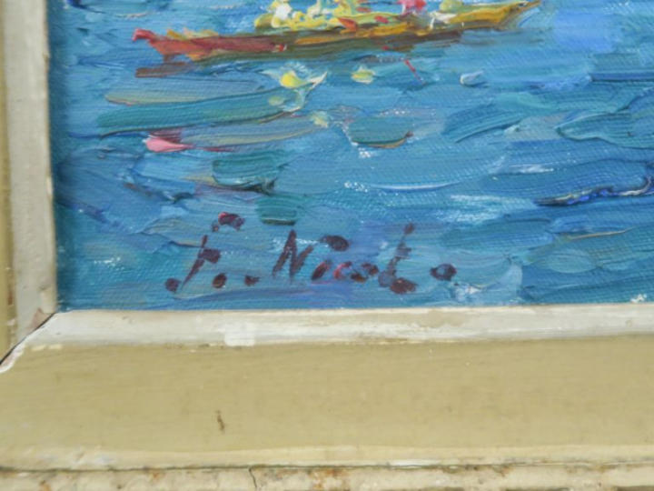 François NICOT. "Vue de Constantinople". Huile sur toile, signée en ba