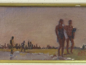 Vente aux enchères Jacob OLTHEF. "La plage à Sète". Huile sur isorel, signée en bas à dro