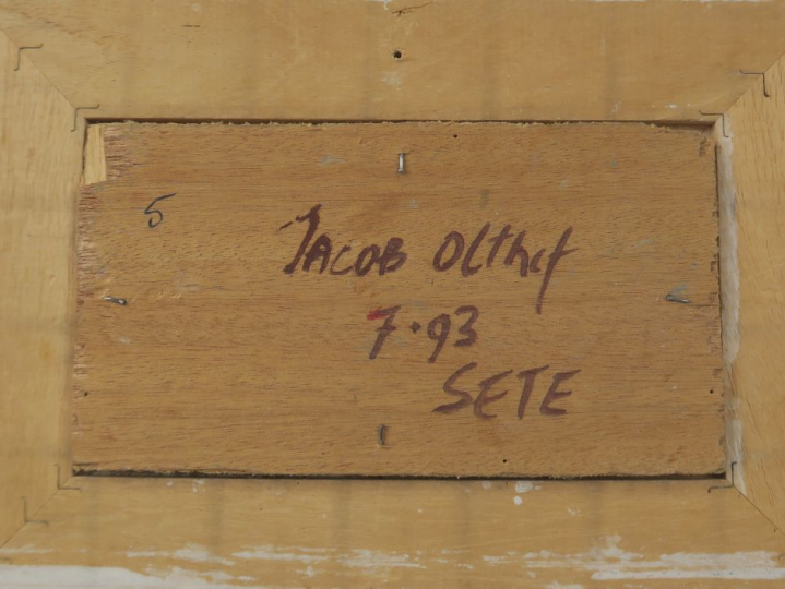 Jacob OLTHEF. "La plage à Sète". Huile sur isorel, signée en bas à dro