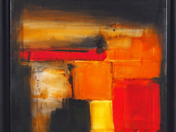 PEÑALVER MALLON. "Composition abstraite". Huile sur toile, signée en b