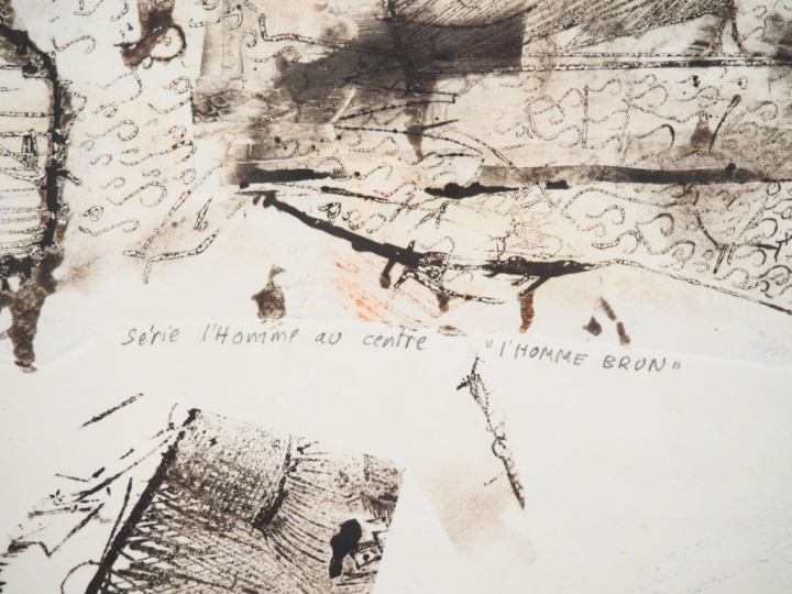 POPOFF. "L'homme brun". Technique mixte, signée en bas à droite, titré