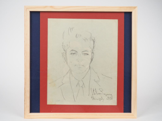 Vente aux enchères Stefan POPESCU. "Portrait d'homme". Dessin, signé en bas à droite et d
