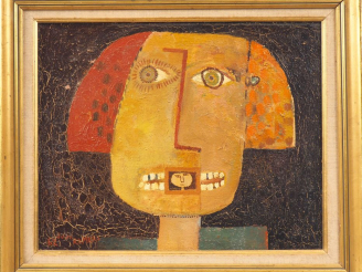 Vente aux enchères Juan ROMERO. "Portrait". Huile sur toile, signée en bas à gauche et da