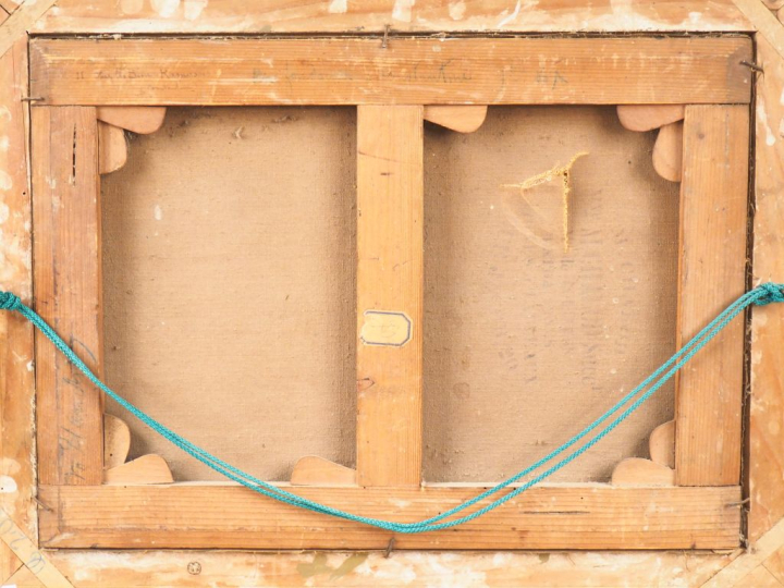 Paul SAÏN. "Village animé en Afrique du nord". Huile sur toile, signée