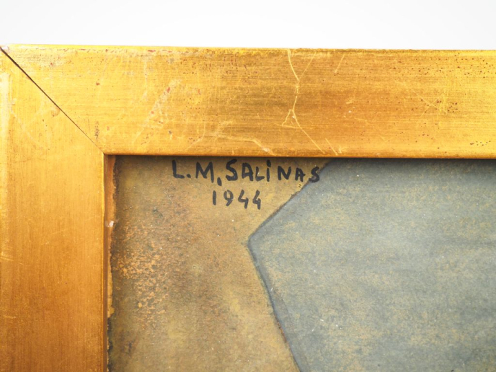 Marcel Charles L. SALINAS. "Nature morte à la pipe". Aquarelle, signée