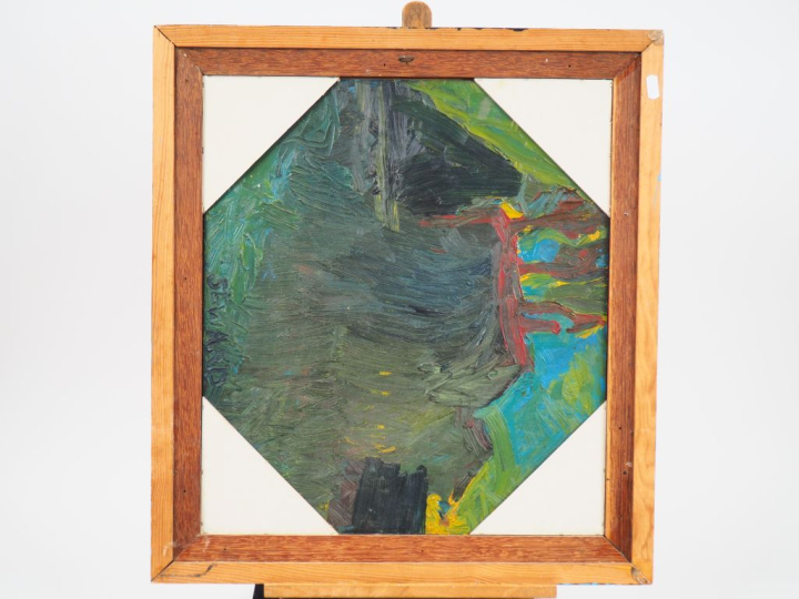 Gordon SEWARD. "Intérieur fauve". Huile sur toile, double face, signée