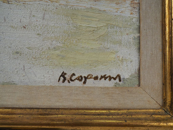 Victor SOROKIN. "Village en Russie". Huile sur toile, signée en bas à 