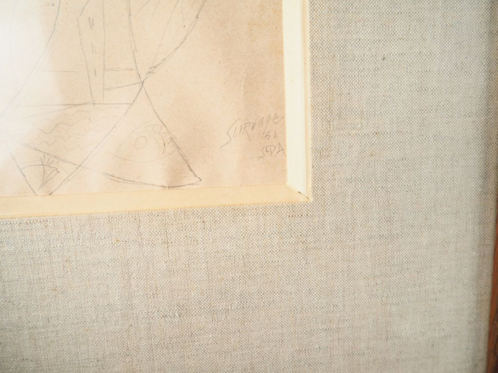 SURVAGE. "Etude" Dessin, signé en bas à droite et situé à Spa. Dim. 12