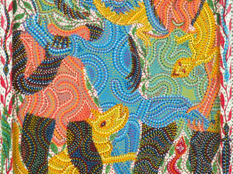 Vente aux enchères Hamou AIT TAZARIM. "Danse sur Mars". Huile sur panneau, signée en bas 