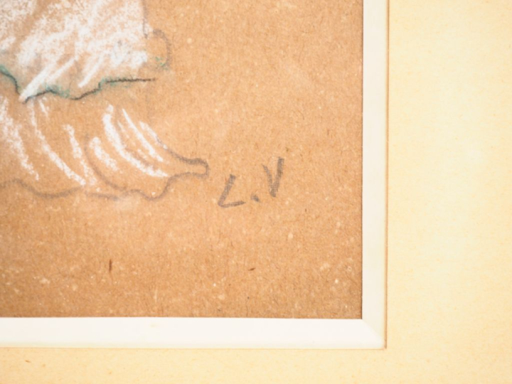 Louis VALTAT. "Etude de personnages". Dessin, monogrammé en bas à droi