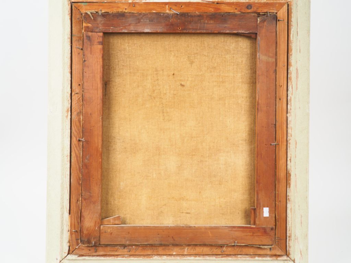 VERDIER. "Bouquet de roses blanches dans un vase". Huile sur toile, si