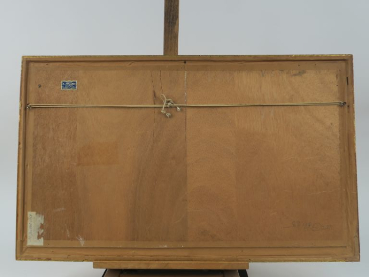 Jacques VILLON. "Vue de ville en bord de mer". Lithographie, aquarellé