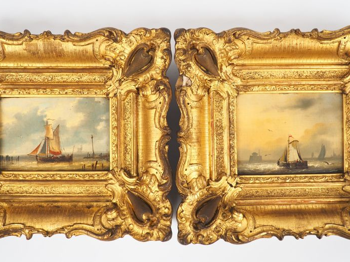 Ecole française fin XIXème début XXème. "Marine". Paire d'huiles sur p