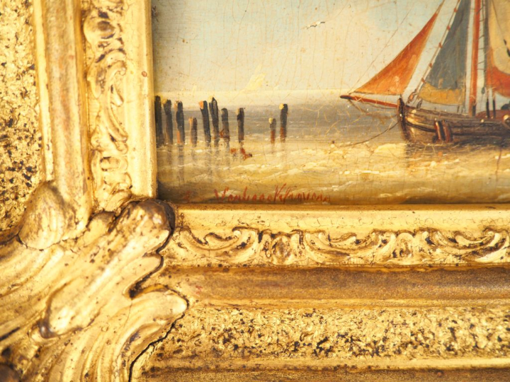 Ecole française fin XIXème début XXème. "Marine". Paire d'huiles sur p